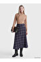 I Buckle Detailed Checkered Embroidered Asymmetrical Skirt from Freezen Store