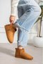 Lora Tan Suede Short Boots with Fur Inside and Thin Sole - 2