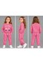 Girl's 3 Yarns Ruffled Printed Sweatshirt and Wavy Striped Sweatpants Set – 2 Pieces 0910-F