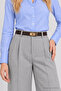 Interlocking Gold Buckle Elastic Faux Leather Belt Lkm0017 Brown - 3