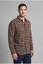 100% Cotton Regular Fit Polo Collar Checkered Flannel Long Sleeve Shirt I0183Ax26Wn - 2