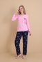Mirano 3102 Waffle Soft Fabric Heart Winter Home Women's Pajama Set - 3