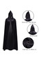 130cm Velvet Hooded Cloak for Teenagers and Adults, Party Cape for Witch Vampire Cosplay, Unisex Hooded Cape Cosplay Costume, for Women Men (Black) - 3