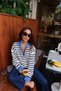 Zipper Collar Detailed Striped Long Sleeve Knitwear - 2