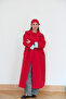 Red Deep Slit Detailed Trench Coat - 4273 - 2