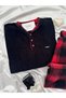 Men's Plaid Detailed Buttoned Long Sleeve Fleece Pajama Set - 7