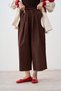 Women's Adjustable Waist Pleated Detail Trousers Brown