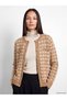Rmz Gi̇yi̇m Farkiyla Zero Roba Collar Checkered Embroidered Women's Knitwear Cardigan