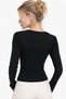 Women's Deep U Neck Long Sleeve Basic Blouse - 4