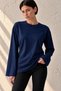 Women's Tok Textured Combed Cotton Basic Blouse Loose Sleeves Crew Neck My7204