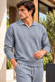 Men's polo collar vertical striped steel knit sweater – long sleeve relaxed fit soft textured men's sweater - 6