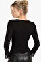 Lace Detailed Long Sleeve V-Neck Bluz - 4