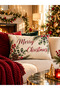 Rectangular Hearth Patterned Double-Sided Printed Suede Throw Pillow Cover - New Year - Christmas