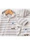 Unisex Baby 100% Cotton Hooded Skateboard Duck Printed Zippered Gray Striped Baby Romper - 3