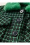 Girl's Collar and Sleeves Fur Tweed Fabric Crop Jacket - 4