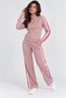 Modal Fabric Full Zipper Striped Tracksuit Set Dusty Rose - 2