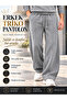 Men's steel knit trousers – wide leg relaxed fit elastic waist tie vertical striped men's trousers