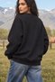 Women's Oversize Sweatshirt Western Rush Printed Black – Crew Neck, 3 Thread Raster Fleece - 3