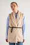 Women's Stone Belted Lined Fur Vest 30094 - 6