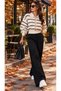 Striped Balloon Sleeve Knitwear Cardigan