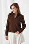 Women's Ribbed Polo Collar Sweater with Zipper Detail, Soft Textured 12356 - 3