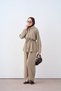 Women's Skirt with Stitching Detail, Waist Tie, Shirt Collar, Trouser Suit, Green - 4