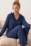 Navy Blue Patterned Wrinkled Buttoned Ruffle Pajama Set 26223941-7