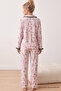 Pink Tulip Patterned Wrinkled Buttoned Ruffle Pajama Set 26223941-9 - 3