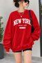 New York Empire State Printed Women's Oversize Three-Thread Soft Textured Sweatshirt