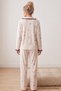 Cream Floral Patterned Wrinkled Buttoned Ruffle Pajama Set 26223941-13 - 3