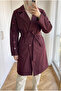 Women's Classic Collar Long Trench Coat with Cufflinks - 2