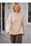 Women's Stand Collar Button Detailed Soft Textured Knitwear Sweater 8738
