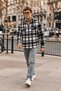 Men's Zippered Hooded Plaid Anthracite Lumberjack Shirt - 2