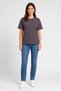 Women Crew Neck Short Sleeve Stripe Top, Multicolor - 2