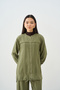 Women's Grass Green Detailed Zippered Adjustable Waist Tencel Suit Khaki Green - 3