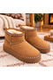 Girl's Mini Ug Boots, Brown, Thick Poly Sole, Fur Inside, Suede Look Boots - 5