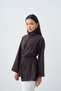 Women's Waist-Tie Zippered Jacket Navy Blue - 4