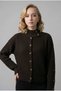 High-Necked Collar Fit and Flare Buttoned Women's Knitwear Cardigan