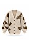 Leaf Patterned Soft Wool Knitwear Cardigan