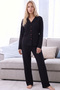Black Patterned Thermal Fabric Ultra Soft Soft Buttoned Knitted Pajama Set26226129 - 2