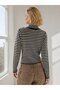 Women's Horizontal Striped Buttoned Stand Collar Casual Daily Knitwear Cardigan 8759 - 3