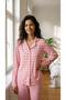 Women's Pink Bow Heart Patterned Soft Winter Pajama Set - 6