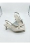 Women's Beige Skin Ribbon Stylish Comfortable Buckle Short Heeled Shoes - 3