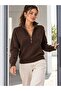 Women's Half Zipper High Collar Knitwear Sweater 8765