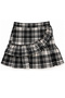 Girl's Gray Plaid Ruffled Soft Textured Cotton Skirt - Plaid Patterned Skirt - 4