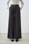 Double Pocket Belted Grass Detail Wide Leg Trousers Anthracite