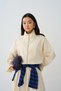 Women's Skirt with Stripe Detail, Adjustable Waist, Zippered Parachute Suit, Cream - 3