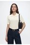 Onlcinderel Women's Polo Collar Short Sleeve Buttoned Knitwear Blouse Birch Ecru - 4