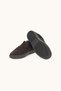 Men's Suede Leather Logo Embroidered Lace-Up Sneakers with Flat and Comfortable Sole in Brown - 6