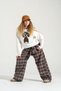 Brown Girls' Plaid Trousers - 3